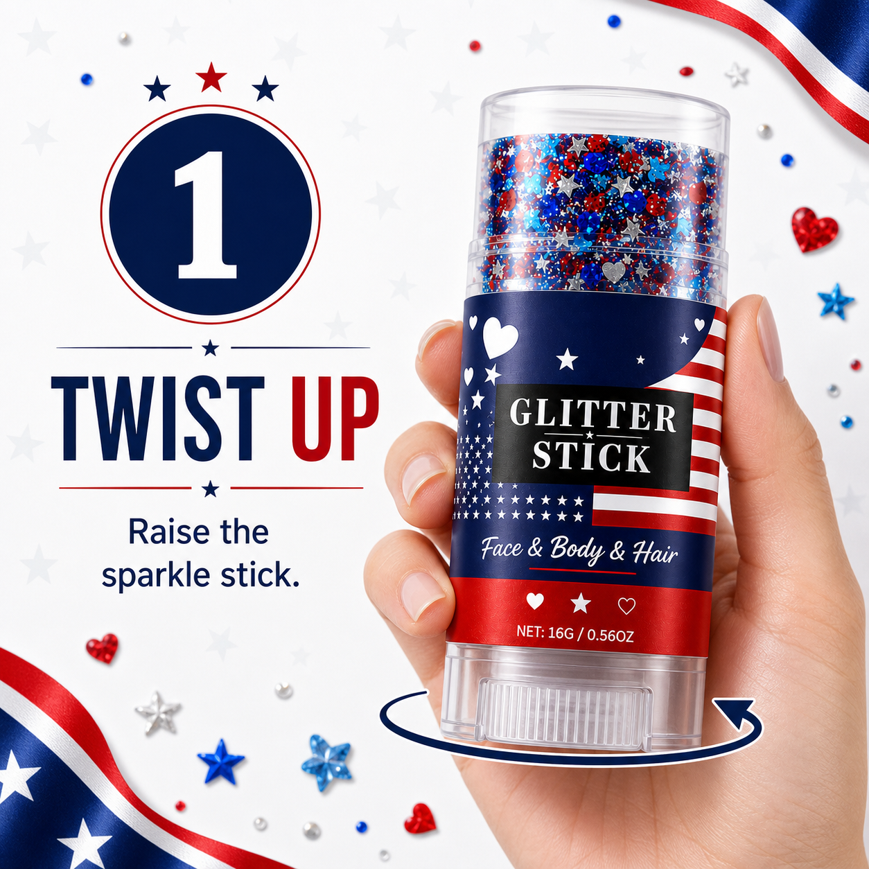 4th of July Glitter Stick