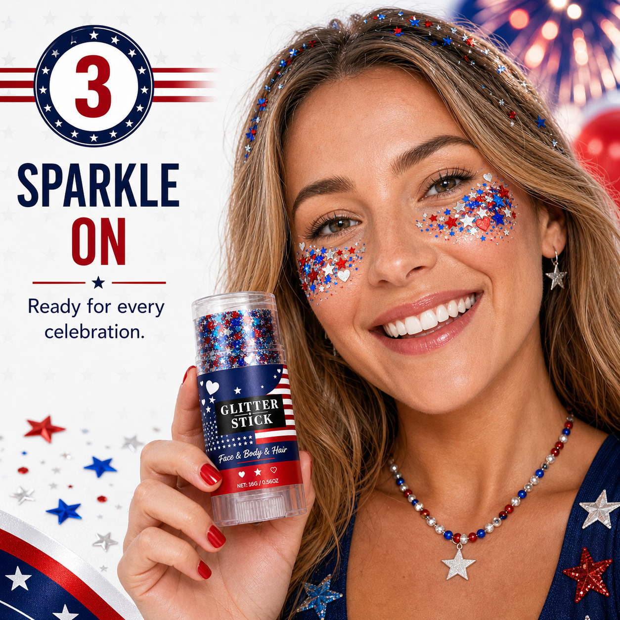 4th of July Glitter Stick